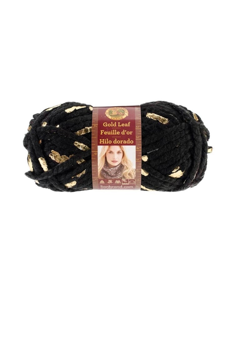 Lion Brand Gold Leaf Yarn Black & Gold - Image 2