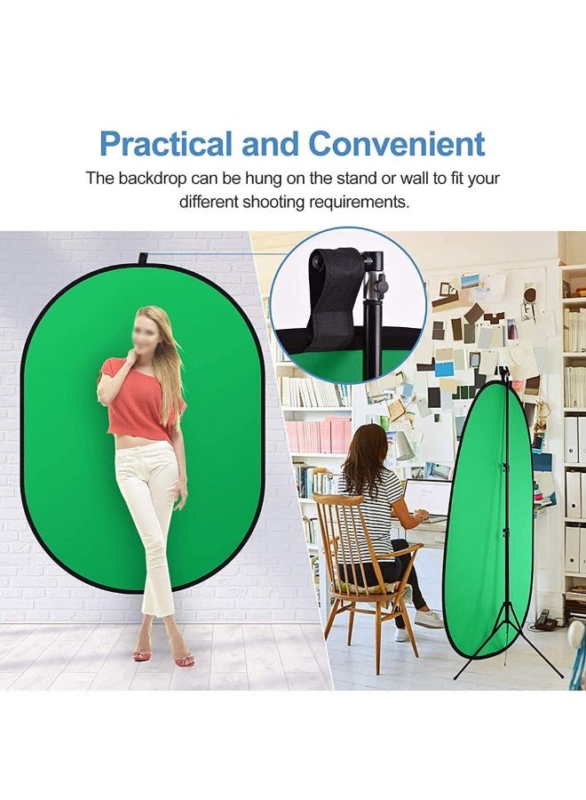 100 x 150cm Portable Screen Backdrop Blue Green 2-in-1 Collapsible Green Screen Kit w/Carrying Case for Studio Photography/Streaming/Gaming Video Conference Live Stream - Image 4