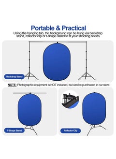 Generic 100 x 150cm Portable Screen Backdrop Blue Green 2-in-1 Collapsible Green Screen Kit w/Carrying Case for Studio Photography/Streaming/Gaming Video Conference Live Stream  - Image 2