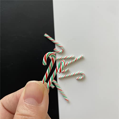 PrettyG 100pcs/Pack 3D Red Green Candy Canes Slices Supplies Polymer Soft Clay DIY Decoration for Nail Art Slime Kit DIY Cake Dessert Simulation Food RT12-RG - Image 5