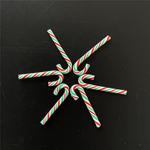 PrettyG 100pcs/Pack 3D Red Green Candy Canes Slices Supplies Polymer Soft Clay DIY Decoration for Nail Art Slime Kit DIY Cake Dessert Simulation Food RT12-RG - Image 3