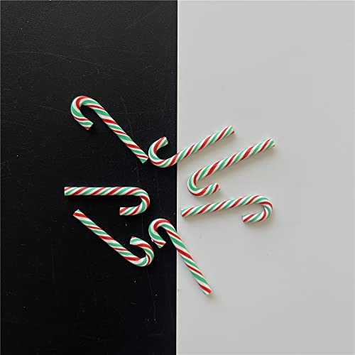 PrettyG 100pcs/Pack 3D Red Green Candy Canes Slices Supplies Polymer Soft Clay DIY Decoration for Nail Art Slime Kit DIY Cake Dessert Simulation Food RT12-RG - Image 4