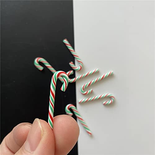PrettyG 100pcs/Pack 3D Red Green Candy Canes Slices Supplies Polymer Soft Clay DIY Decoration for Nail Art Slime Kit DIY Cake Dessert Simulation Food RT12-RG - Image 2