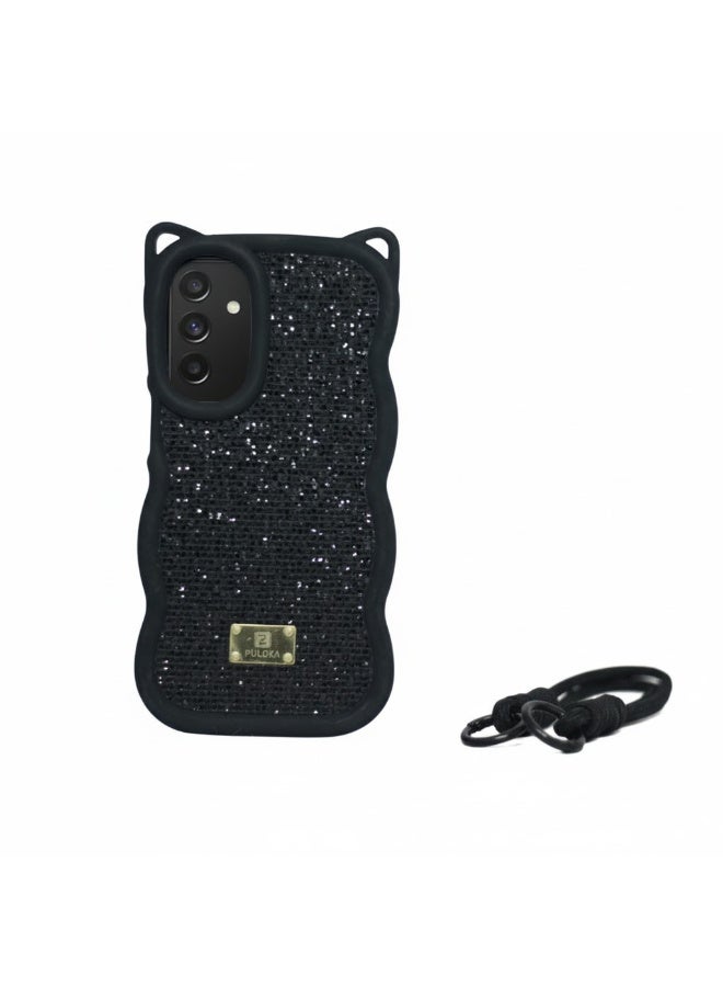 جراب سيليكون ماسي مع بطانة مخملية مشمسة لهاتف سامسونج a36 (أسود)