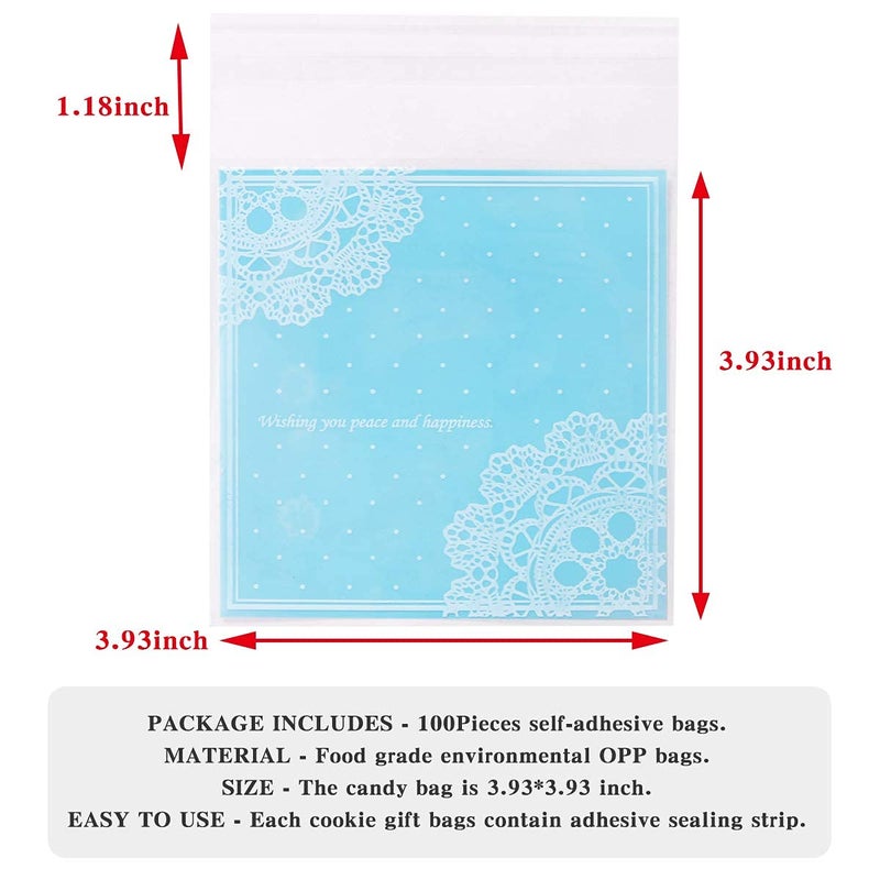 Chocozone Nylon Pack Of 100 Self Adhesive Guddy Bags Party Favor Bags Cookie Bags Chocolate Pouches Birthday Party Return Gift Bags - Image 4