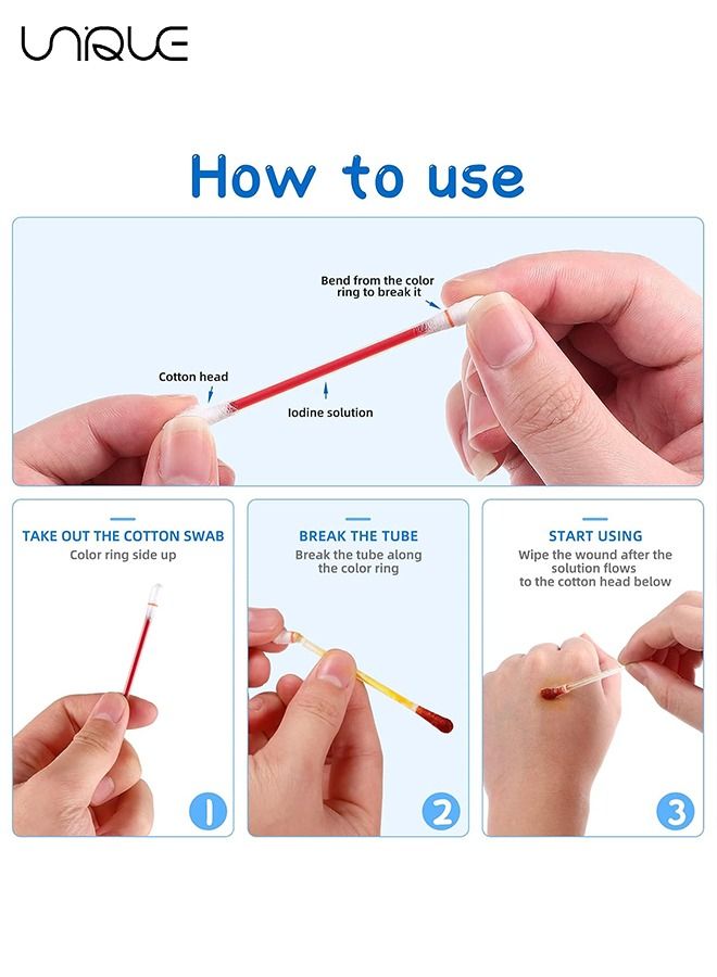 Unique 50pcs Disposable Iodine Swab Disinfected Cotton Swab Medical Iodine Cotton Stick Clean Wounds Care Sterilization For Outdoor Medical Supplies by UBae (Medical Iodine Swab)  - Image 4