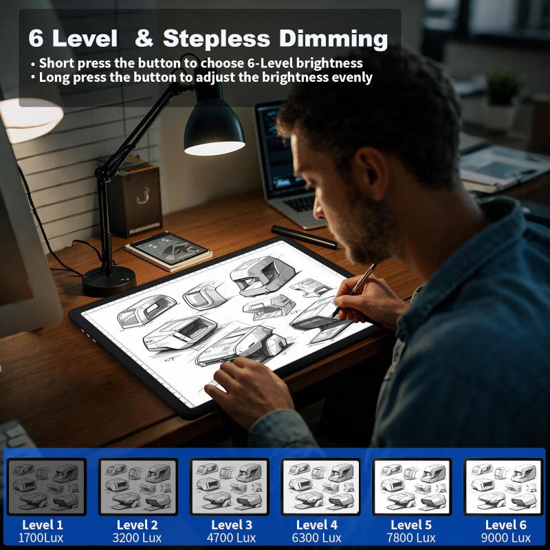 Elice Rechargeable A4 Light Pad with Carry Bag, Magnetic LED Light Board with Physical Button, Super Bright Diamond Art Light Pad, Ultra-Thin Light Box for Tracing, Weeding, Diamond Painting -Black - Image 5