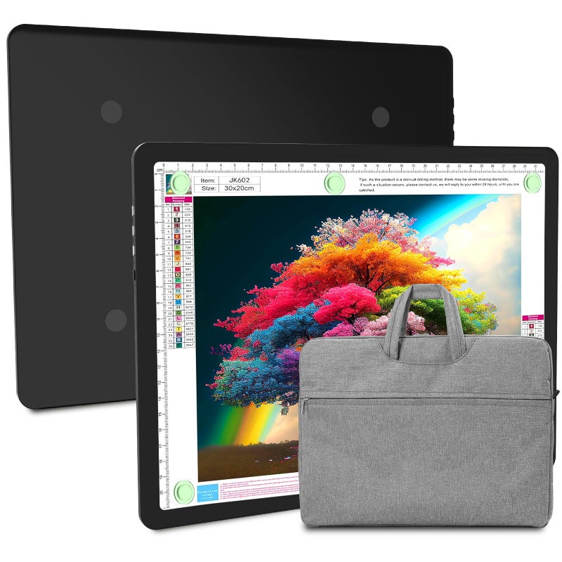 Elice Rechargeable A4 Light Pad with Carry Bag, Magnetic LED Light Board with Physical Button, Super Bright Diamond Art Light Pad, Ultra-Thin Light Box for Tracing, Weeding, Diamond Painting -Black - Image 1