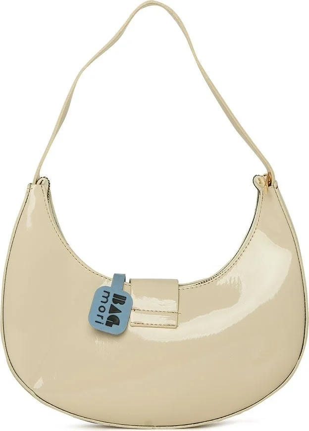 باجموري Cream Oval Accessory Oval Patent Leather Baguette