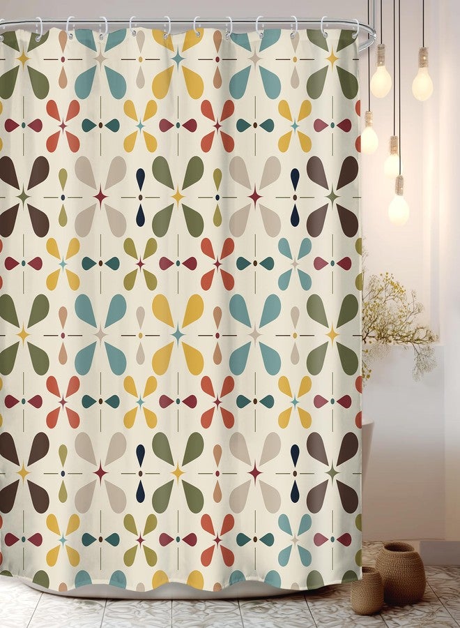 LGhtyro Boho Mid Century Shower Curtain Bathroom Set 71Wx71H Inches Modern Abstract Bohemian Vintage Colourful Geometric Retro Bath Accessories Water Drop Art Home Decor Fabric 12 Pack Hooks - Image 1