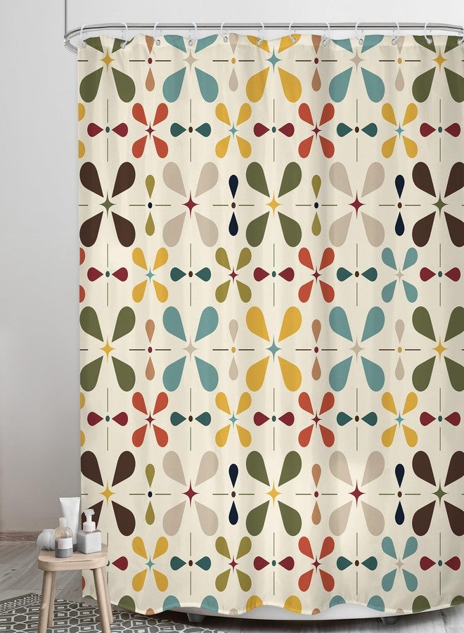 LGhtyro Boho Mid Century Shower Curtain Bathroom Set 71Wx71H Inches Modern Abstract Bohemian Vintage Colourful Geometric Retro Bath Accessories Water Drop Art Home Decor Fabric 12 Pack Hooks - Image 3
