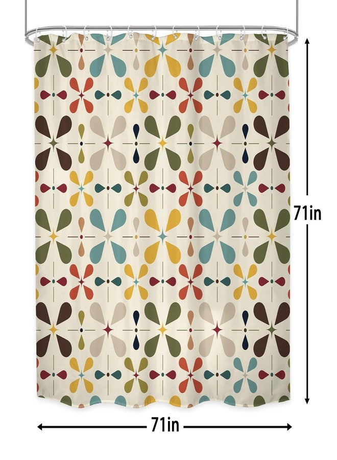 LGhtyro Boho Mid Century Shower Curtain Bathroom Set 71Wx71H Inches Modern Abstract Bohemian Vintage Colourful Geometric Retro Bath Accessories Water Drop Art Home Decor Fabric 12 Pack Hooks - Image 5
