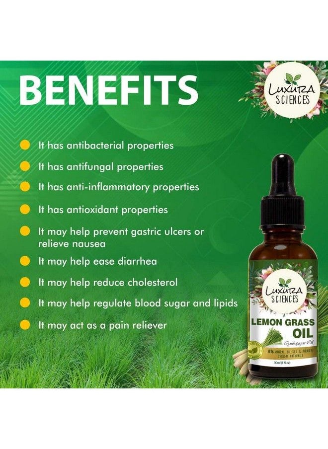 Luxura Sciences Lemon Grass Essential Oil Pure & Therapeutic Grade For Skin Hair & Aromatherapy (30 Ml)  - Image 4