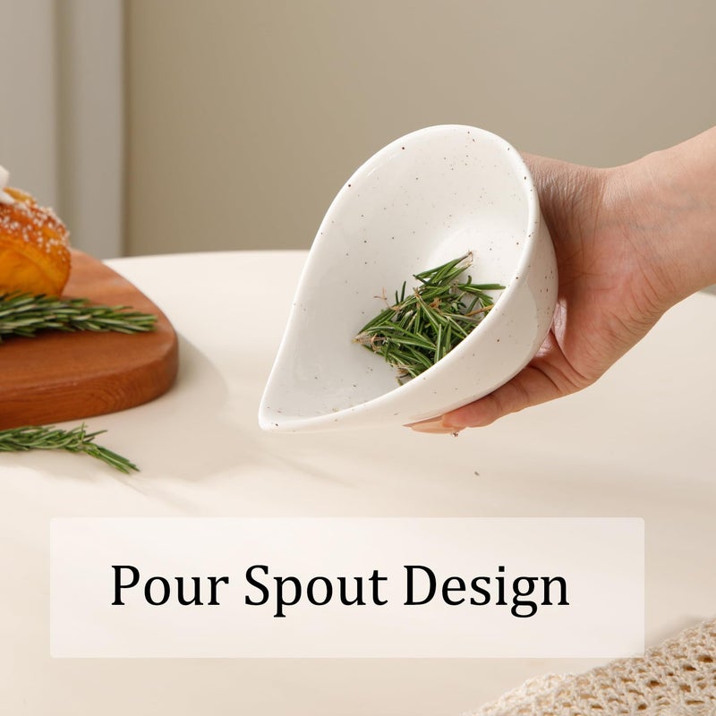 Dneuoir Herb Stripper Bowl, Ceramic Herb Peeling Bowl, Kitchen Herbs Leaf Stripping Tool, Pottery Herb Peeler for Kale, Thyme, Basil, Rosemary Stripper (White) - Image 4