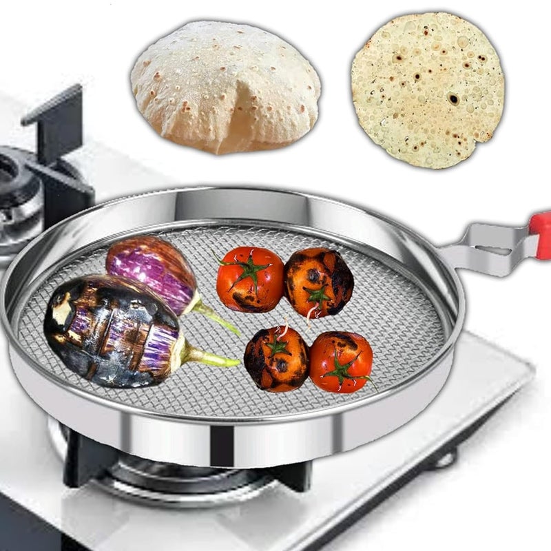 Sangpri Stainless Steel Fulka Grill for Gas Stove Phulka Roti Grill Jali Grill Jali for Papad Chapati Tandoor Brinjal Roaster Pack of 1 Size 8 Inch - Image 2