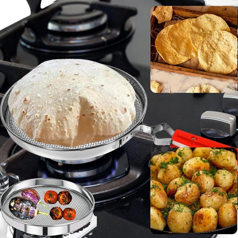 Sangpri Stainless Steel Fulka Grill for Gas Stove Phulka Roti Grill Jali Grill Jali for Papad Chapati Tandoor Brinjal Roaster Pack of 1 Size 8 Inch - Image 1