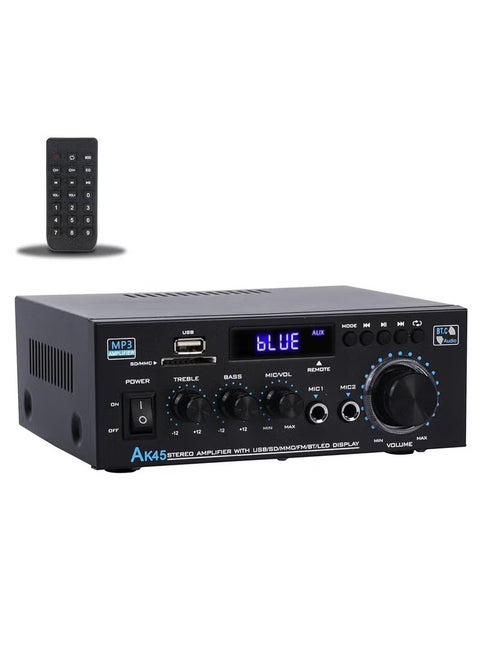 Home Audio Amplifier Stereo Receiver,300Wx2 Dual Channel Speaker Amplifier with FM Radio with Remote Control ,Bluetooth 5.0 USB SD Card Input for Home Theater Audio Stereo System