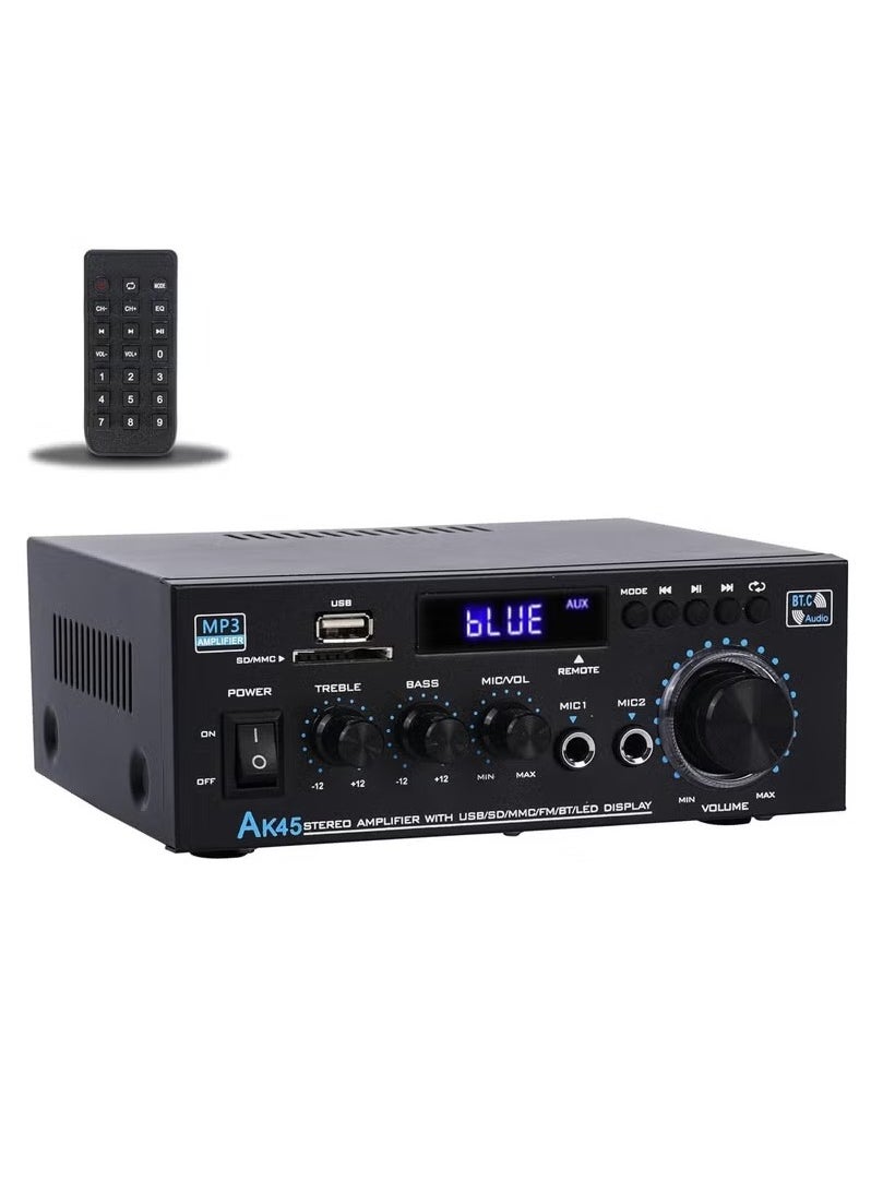 Home Audio Amplifier Stereo Receiver,300Wx2 Dual Channel Speaker Amplifier with FM Radio with Remote Control ,Bluetooth 5.0 USB SD Card Input for Home Theater Audio Stereo System