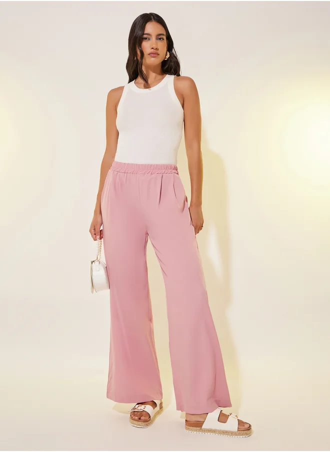 ستايلي Solid Pleated Loose Fit Pants
