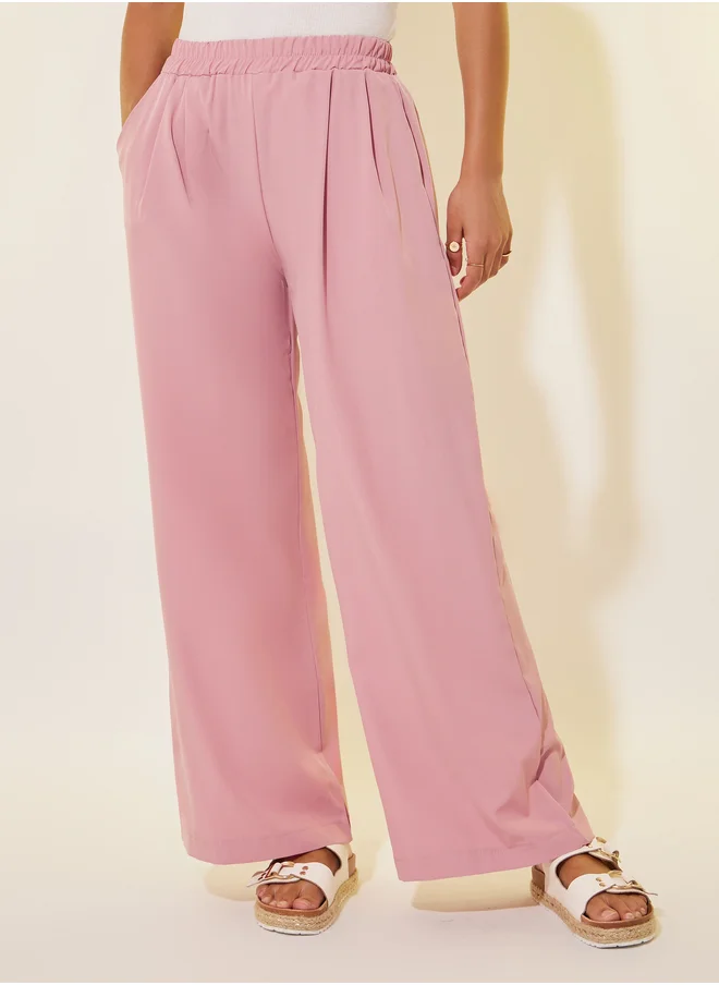 ستايلي Solid Pleated Loose Fit Pants