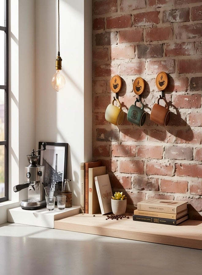 Aimto 3PCS Bamboo Wall Mounted Coffee Mug Holder， with Hooks and Sign Modern Wood Coffee Sign for Kitchen, Bar Station Accessories, Coffee Sign Decor - Image 5