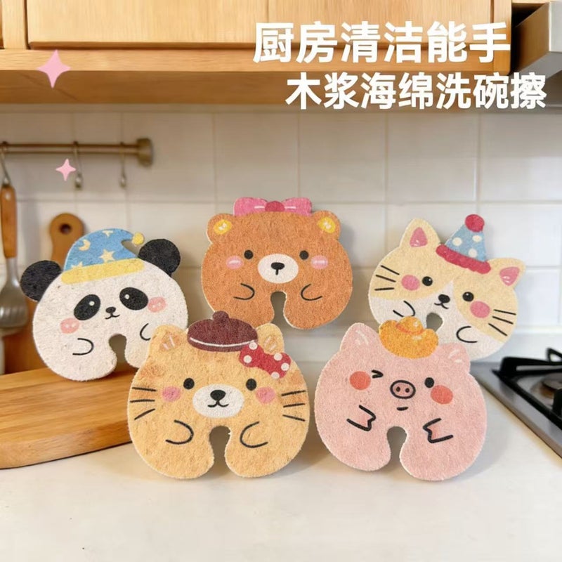 Wood Pulp Sponge Dish Scrubber Kitchen Cleaning Tool - Image 2