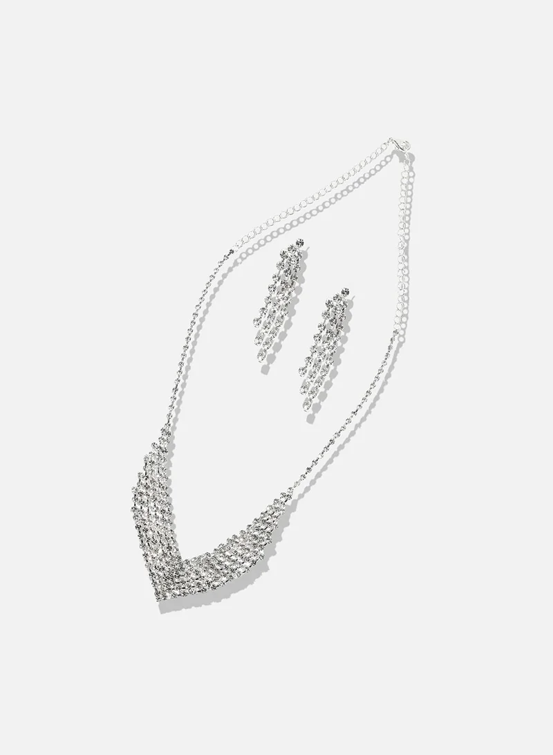 SOHI Sparkling Gemstone Artificial Necklace Jewellery