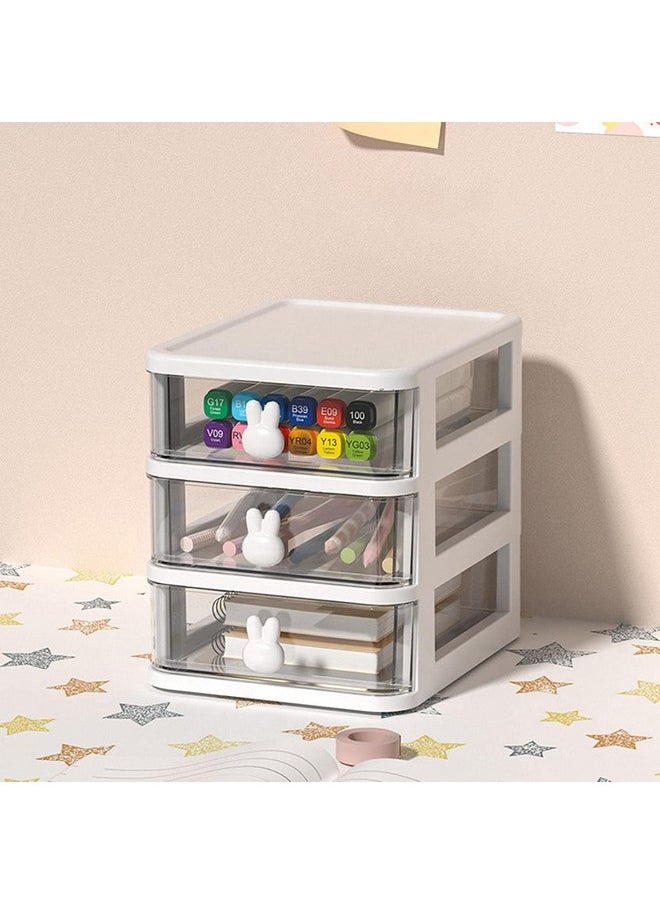HOUSE OF QUIRK House of Quirk 3 Tier Transparent Cosmetic Jewelry Box, Office Desktop Drawer Storage Box, Plastic Multi-Layer Small Storage Box (White)  - Image 4
