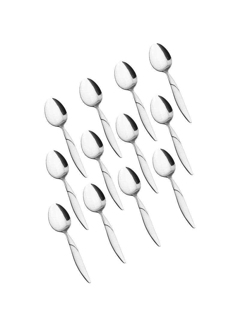 هيك طقم ملاعق شاي من الستانلس ستيل المقاوم للصدأ مكون من 12 قطعة فضي - Image 1
