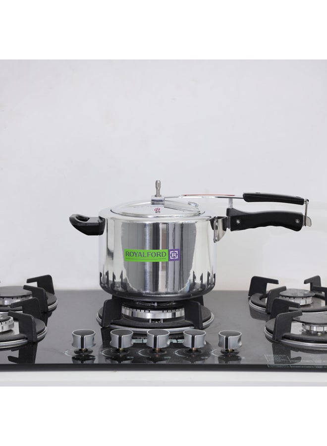 Royalford Aluminium Pressure Cooker - 5L Capacity| Durable Virgin Aluminium| Whistling Weight Valve, Extra Strong Lugs, Heavy Base, Ideal for rice, beans, stews, veggies, Chicken, Soup Silver 5.0Liters - Image 3