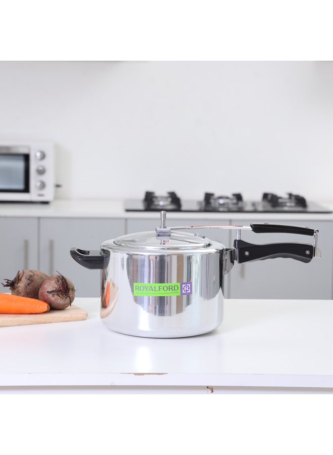 Royalford Aluminium Pressure Cooker - 5L Capacity| Durable Virgin Aluminium| Whistling Weight Valve, Extra Strong Lugs, Heavy Base, Ideal for rice, beans, stews, veggies, Chicken, Soup Silver 5.0Liters - Image 5