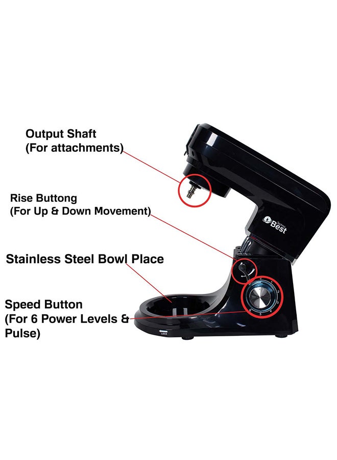 Techno Best Multi-Functional Mixer With Stainless Steel Bowl 8 L 1100 W BKM-08L Black - Image 3