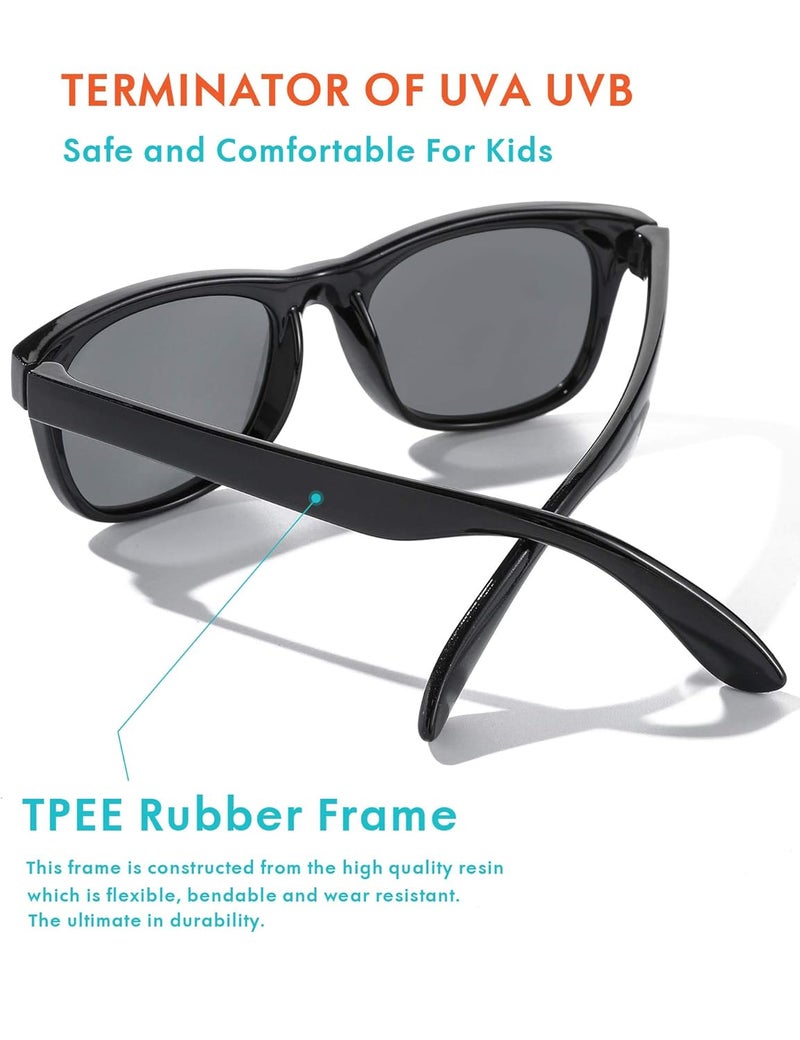 ROSSINI نظارات شمسية مرنة للأطفال من ROCF ROSSINI، قطعتين غير قابلة للكسر، نظارات شمسية للأطفال من عمر 2-8 سنوات، مع علبة، حماية UV400 - Image 3