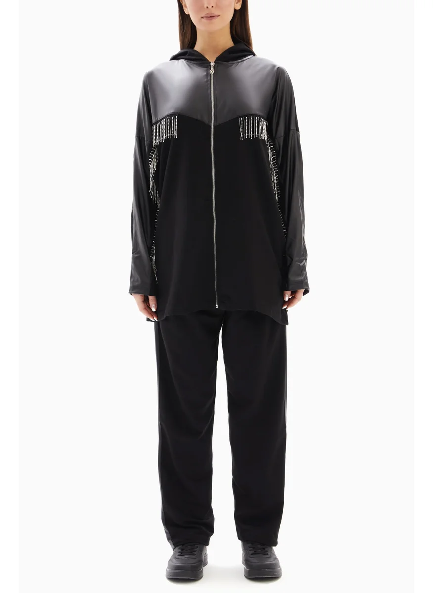 Wecre8 Black Set of Edgy Hoodie and Pants By WECRE8