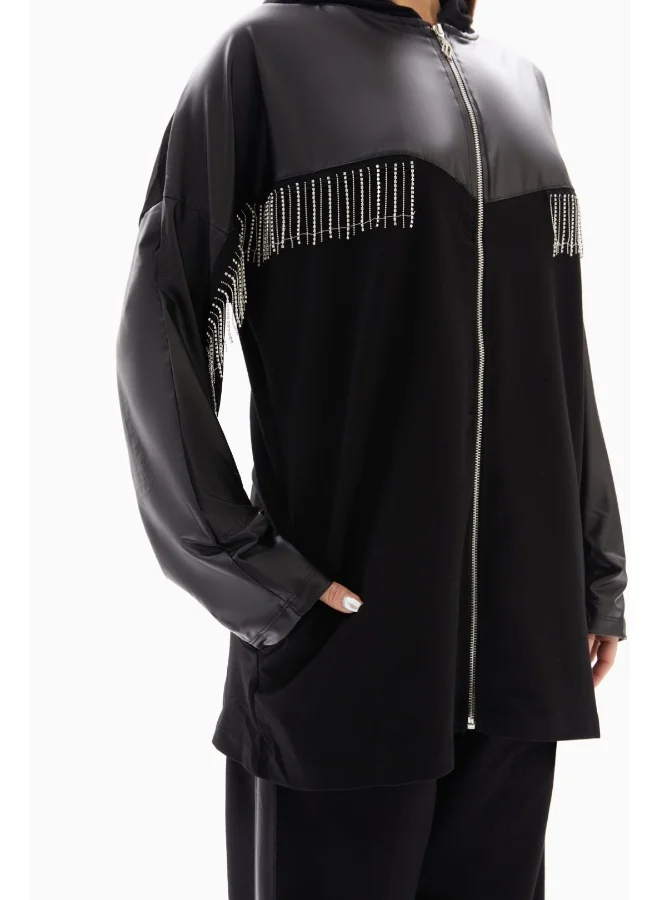 Wecre8 Black Set of Edgy Hoodie and Pants