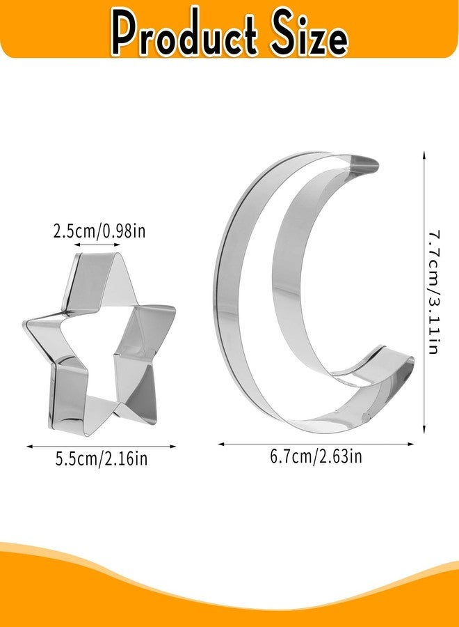 LLOUSSAK Star Cookie Cutters Set, Stainless Steel Star and Moon Cookie Cutter Shapes, Large Moon Star Shaped Biscuit Molds, Metal Cookie Cutters for Baking Pastry Fondant Ramadan Holiday (2pcs) - Image 2
