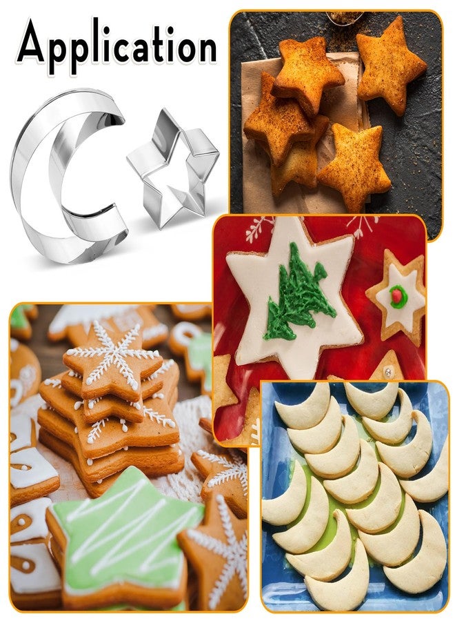 LLOUSSAK Star Cookie Cutters Set, Stainless Steel Star and Moon Cookie Cutter Shapes, Large Moon Star Shaped Biscuit Molds, Metal Cookie Cutters for Baking Pastry Fondant Ramadan Holiday (2pcs) - Image 5