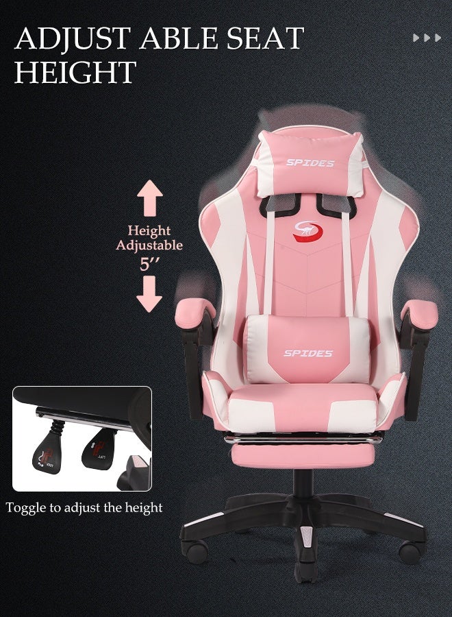 Spides Ergonomic Gaming Chair with Footrest Computer Gaming Chair Height Adjustable Video Game Chairs Ergonomic High Back Gaming Chairs with Neck Pillow and Headrest 360° Rotation with Neck and Lumbar Support for Office Home  - Image 5