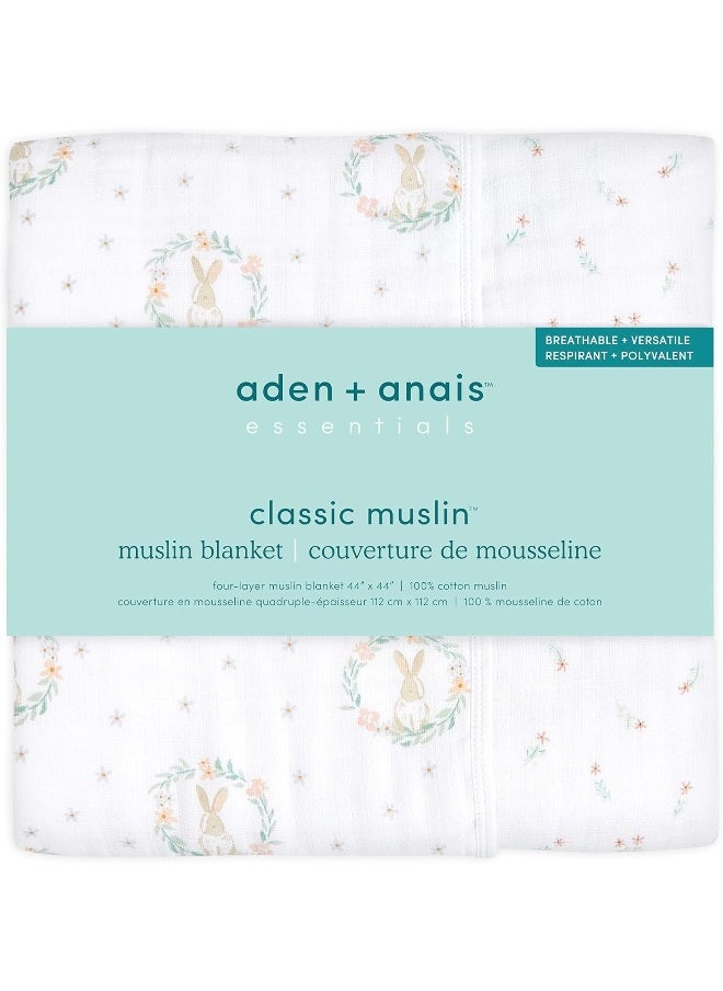 aden + anais aden + anais essentials cotton muslin blanket blushing bunnies-bunnyportrait  - Image 2