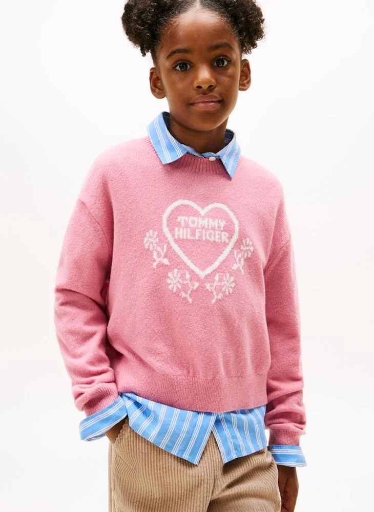 TOMMY HILFIGER Kids Camp Heart Jacquard Sweater