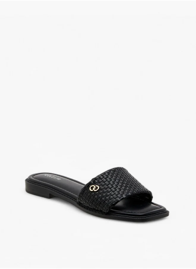 سيليست Women's Textured Slip-On Flat Sandals