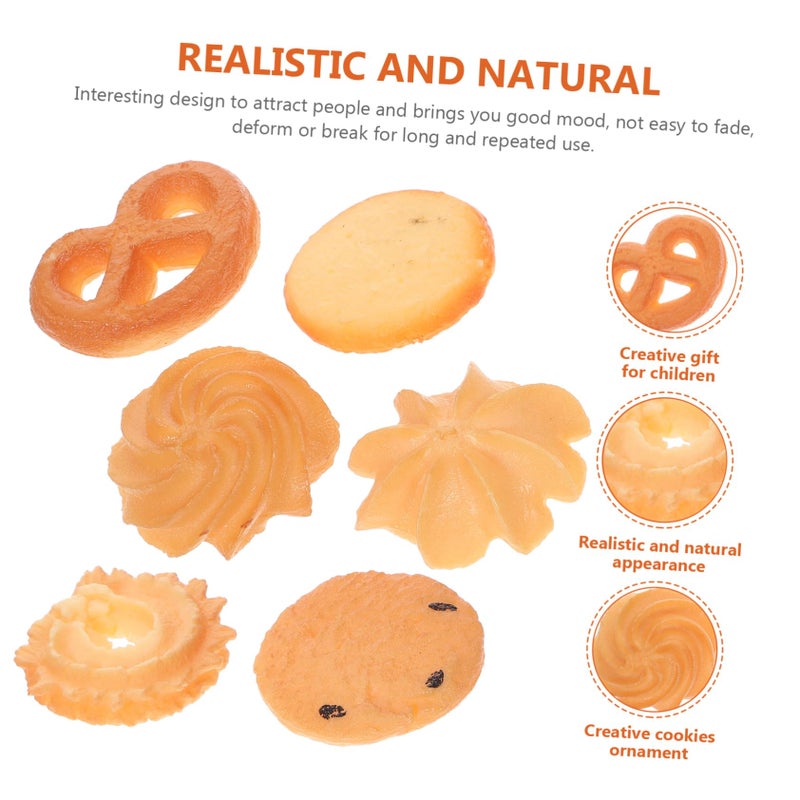 6Pcs Realistic Artificial Cookie Pretend Food Miniature Models for Play Learning Home Decor - Image 4