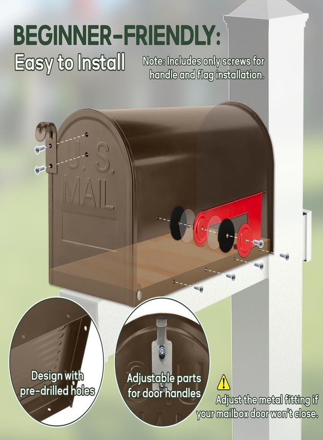 RAINHOL Bronze Mailboxe for Outside, RAINHOL Post Mount Mailbox, Galvanized Steel Medium Compacity Mail Boxes, 20 x 8.7 x 6.7 inches - Image 3