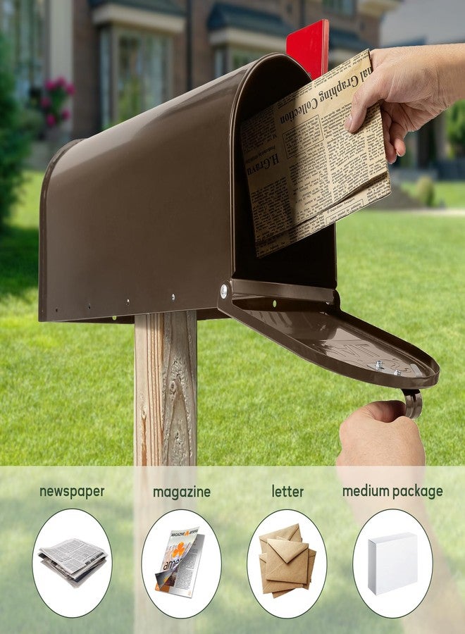 RAINHOL Bronze Mailboxe for Outside, RAINHOL Post Mount Mailbox, Galvanized Steel Medium Compacity Mail Boxes, 20 x 8.7 x 6.7 inches - Image 5