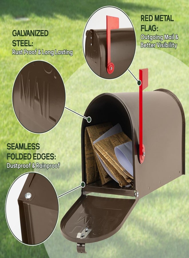 RAINHOL Bronze Mailboxe for Outside, RAINHOL Post Mount Mailbox, Galvanized Steel Medium Compacity Mail Boxes, 20 x 8.7 x 6.7 inches - Image 4
