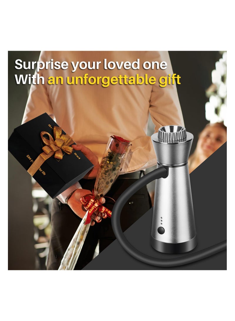 Whiskey Smoker Kit, Cocktail Smoker With Third Gear Adjustment/Metal Burning Chamber 12PCS, Wood Chips, Cold Smoke for Food and Drink - Gifts for Father (Silver)  - Image 1