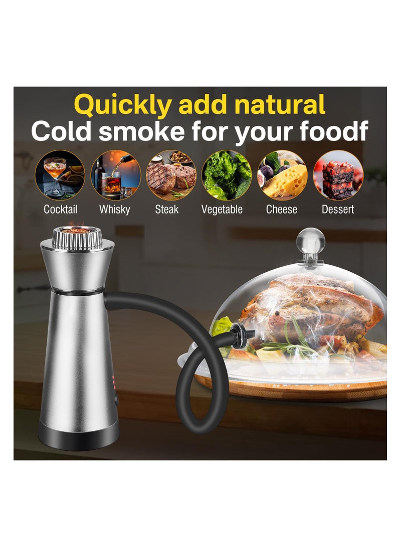 Whiskey Smoker Kit, Cocktail Smoker With Third Gear Adjustment/Metal Burning Chamber 12PCS, Wood Chips, Cold Smoke for Food and Drink - Gifts for Father (Silver)  - Image 4