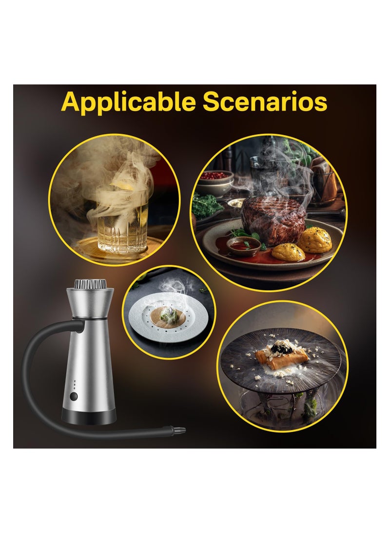 Whiskey Smoker Kit, Cocktail Smoker With Third Gear Adjustment/Metal Burning Chamber 12PCS, Wood Chips, Cold Smoke for Food and Drink - Gifts for Father (Silver)  - Image 5