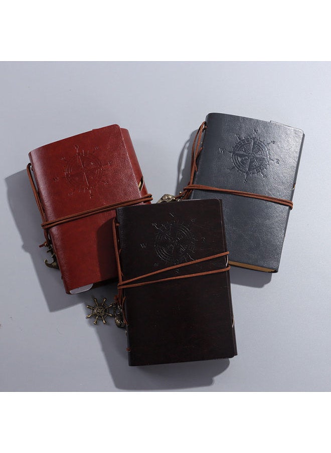 Generic - Travel notepad retro pirate book A5A6A7 loose-leaf notebook nautical notebook diary A7 dark brown - Image 1