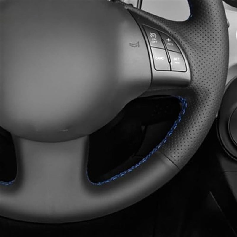 Wivplex Black Leather Steering Wheel Cover for Fiat 500 - Image 5